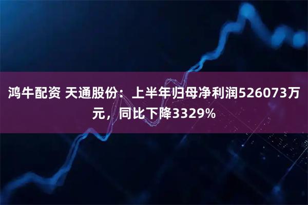 鸿牛配资 天通股份：上半年归母净利润526073万元，同比下降3329%